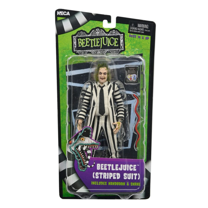 Beetlejuice 1988 Action Figure in Black and White Striped Suit (18 cm)